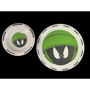 1996 Zak Design Warner Bros Loony Tunes Marvin the Martian Plate and Bowl VTG